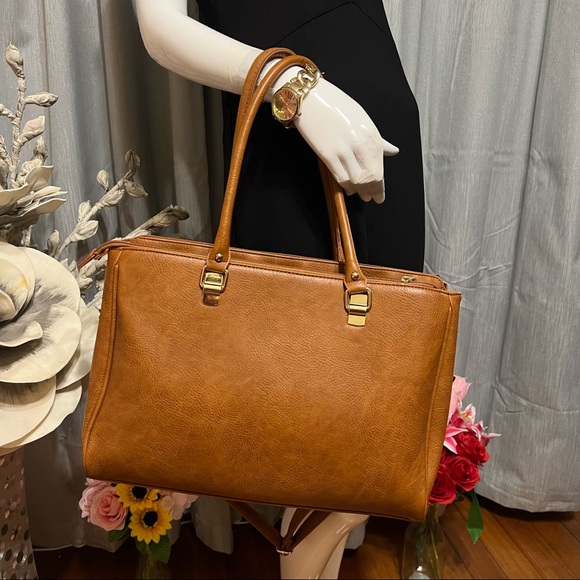 LAURA JONES Brown Tan Office Laptop Bag Business Formal Women Hand/Shoulder Bag - Picture 4 of 12